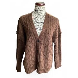 American Eagle cable knit button-up cardigan size small brown